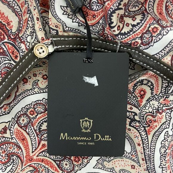 Massimo Dutti Mini Tank Silk Dress EU 36 US 4 Red Paisley V-neck 6603/843 NWT - Picture 5 of 16